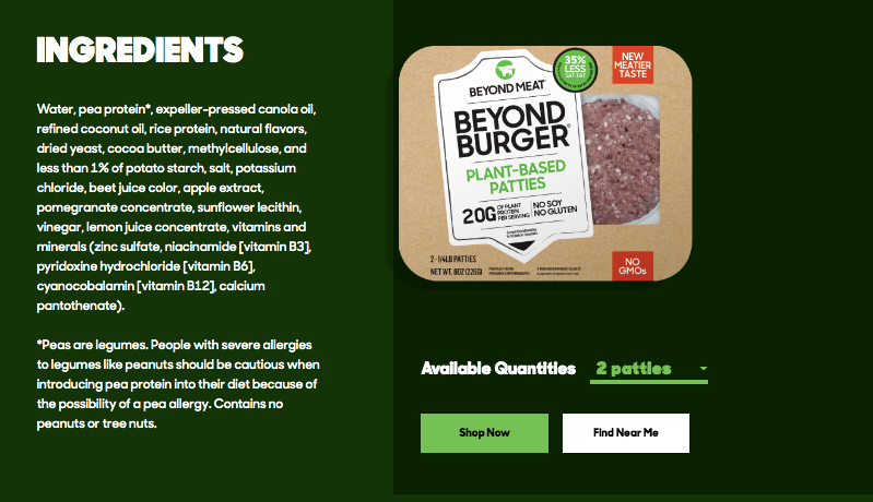 Ingredientes Beyond meat Argentina