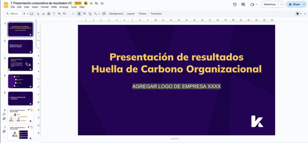 presentación corporativa resumen calculo de huella de carbono